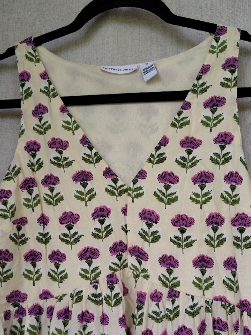 Sincerely Jules Cream Mini Dress with Purple Floral Print - Picture 3 of 4